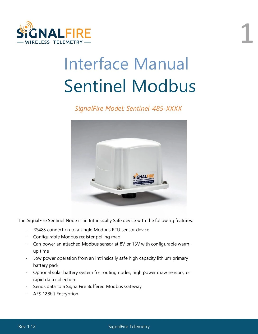 Sentinel – Modbus Manual