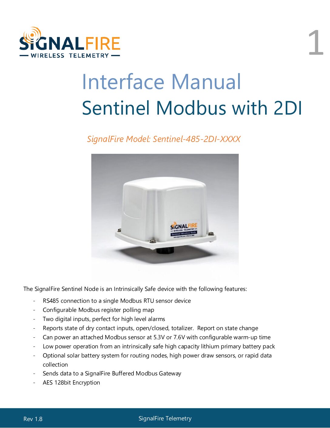 Sentinel – Modbus with 2DI Manual