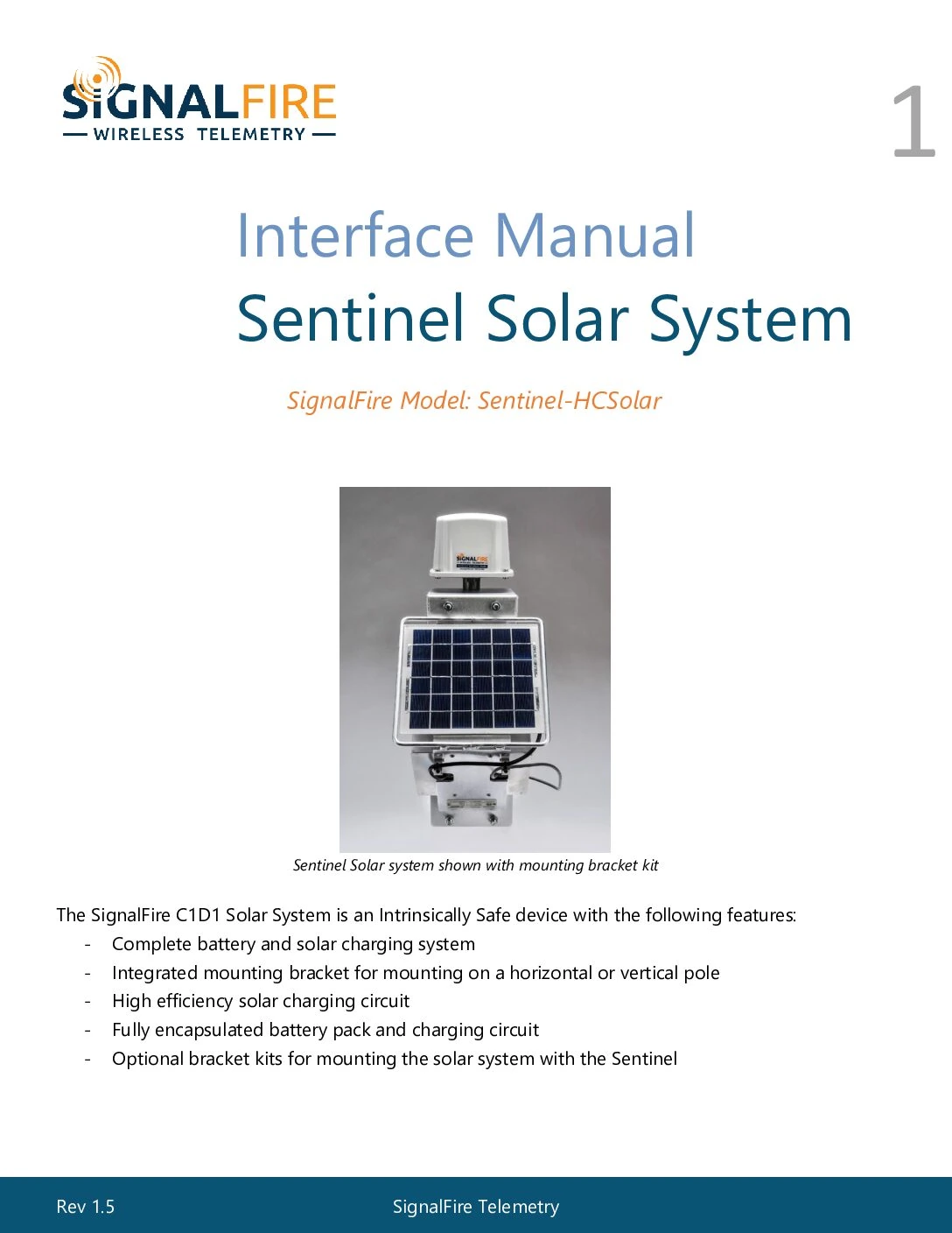 Sentinel HC Solar System Manual