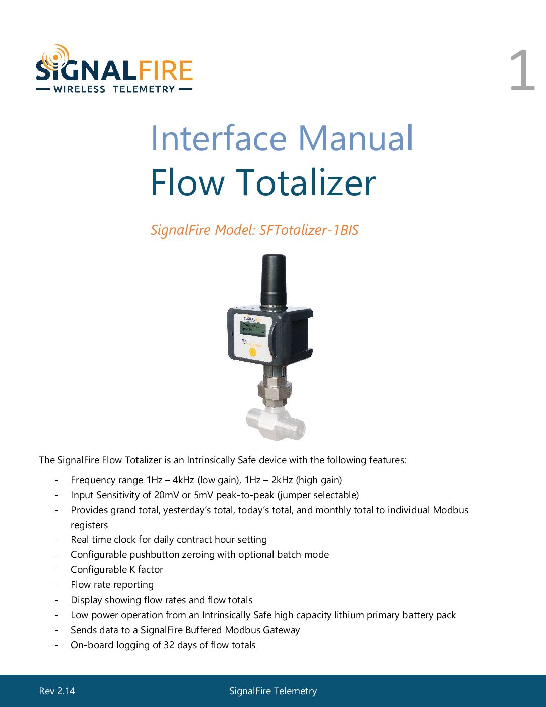 Wireless Flow Totalizer Manual