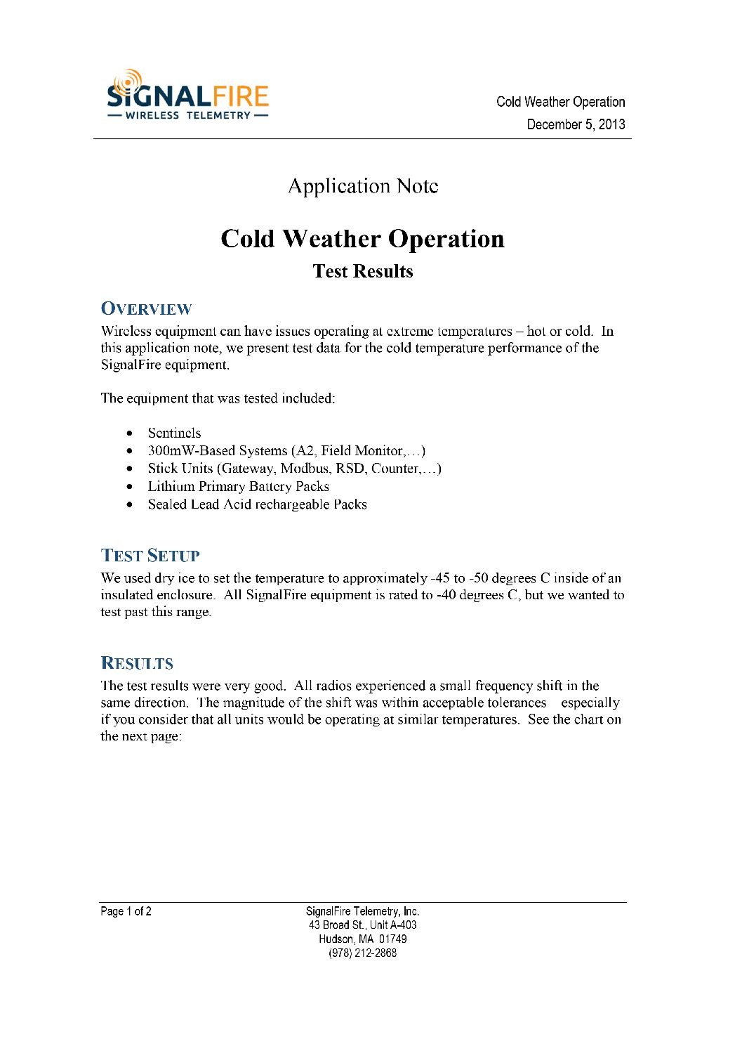 Cold Weather Operation
