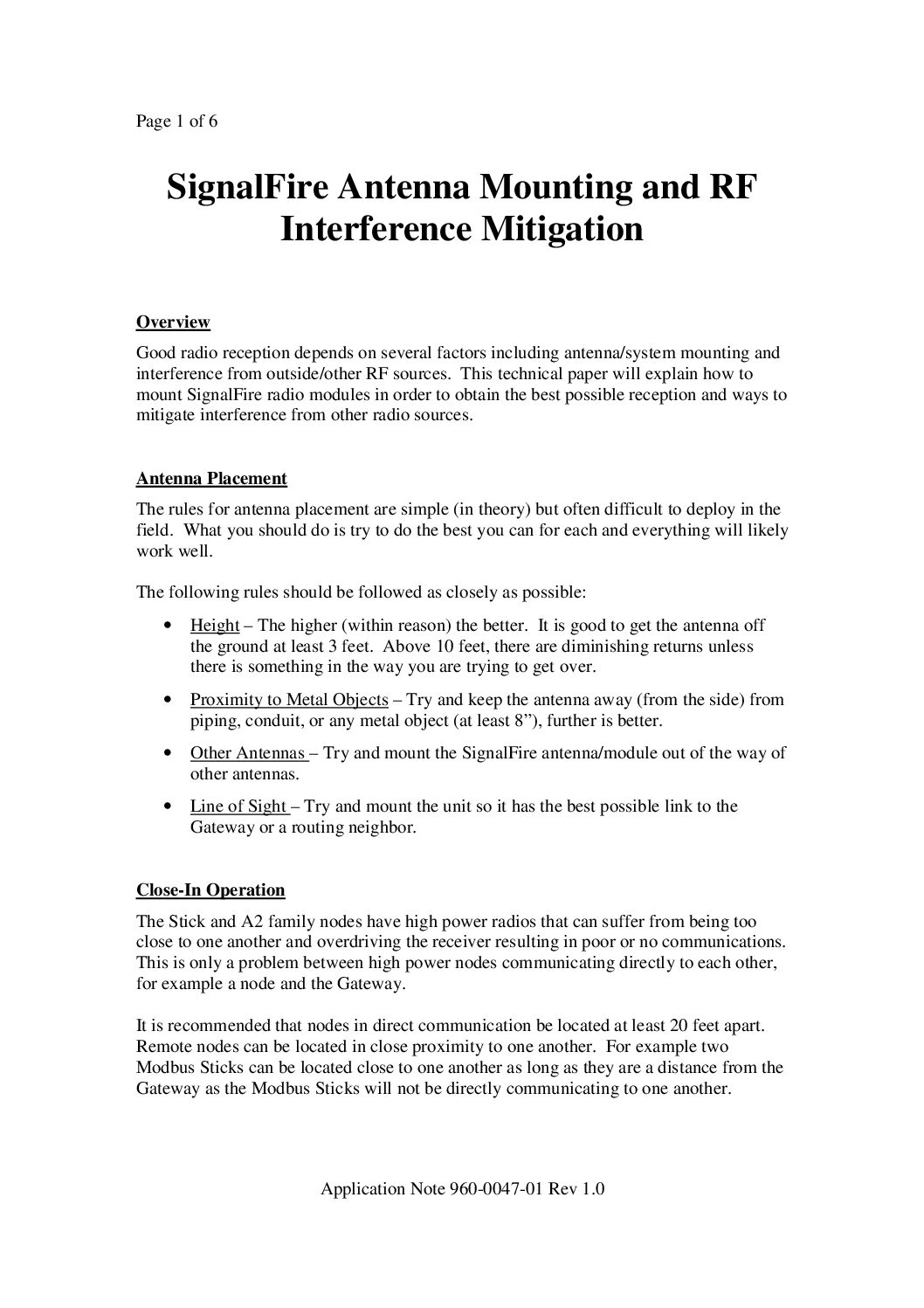 Antenna Mounting and RF Interference Mitigation