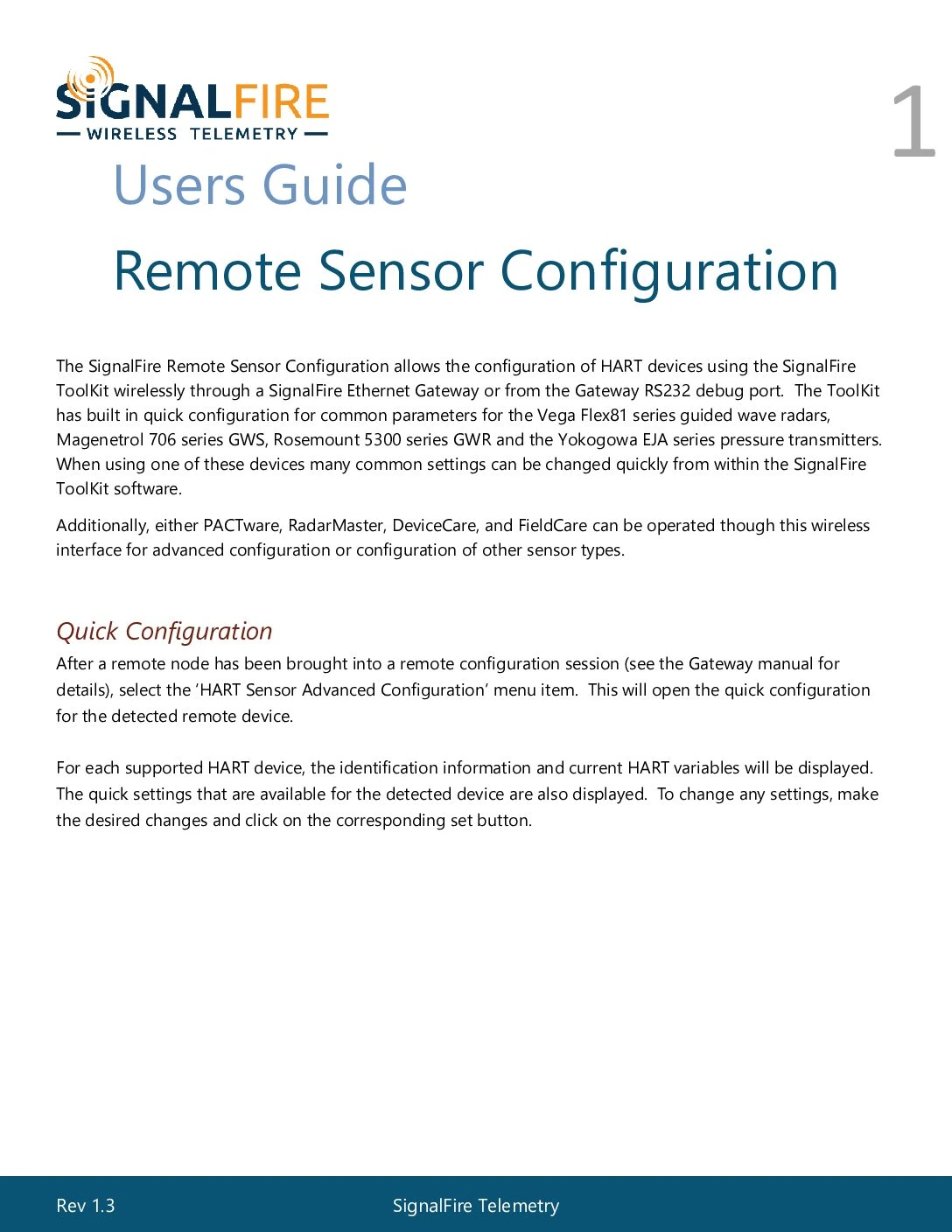 Remote HART Sensor Configuration Manual (PACTware and Radar Master)