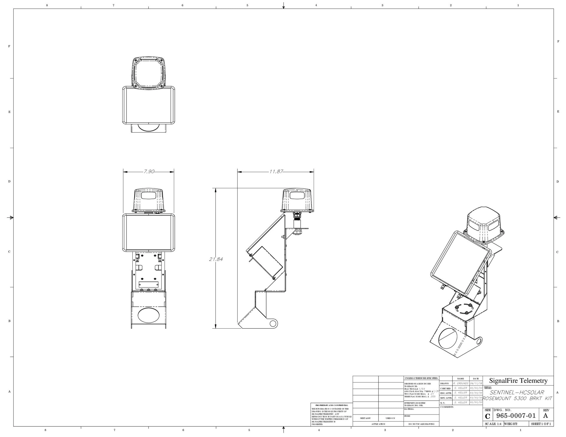 Sentinel HC Solar Rosemont 5300 Bracket Kit Dimensional Drawing