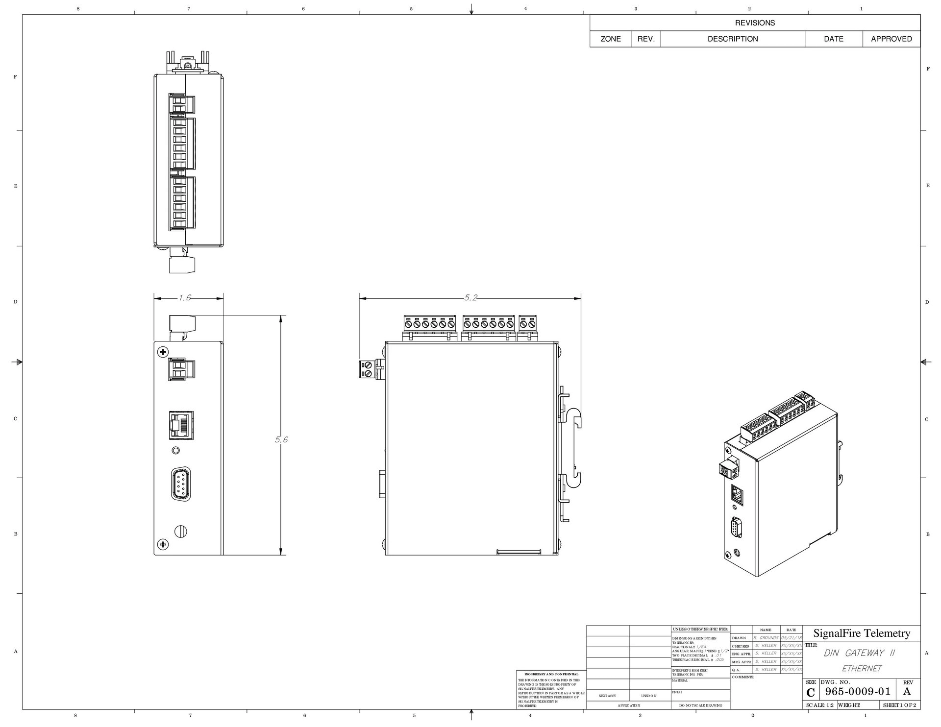 DIN Gateway Mechanical Drawing
