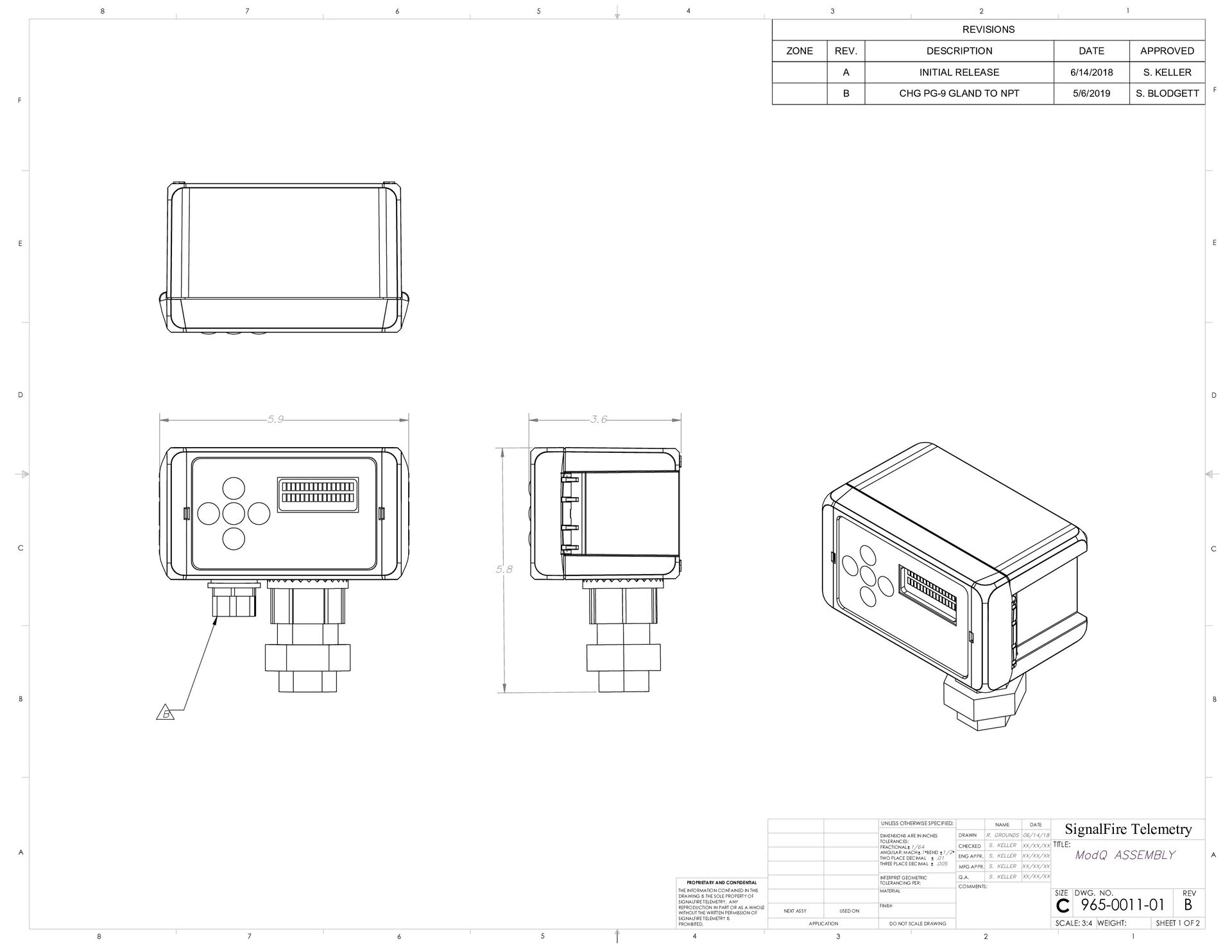ModQ Totalizer Dimensional Drawing