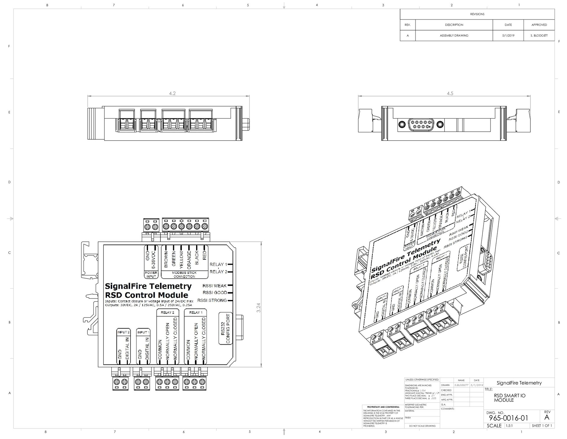 RSD Control Module Dimensional Drawing