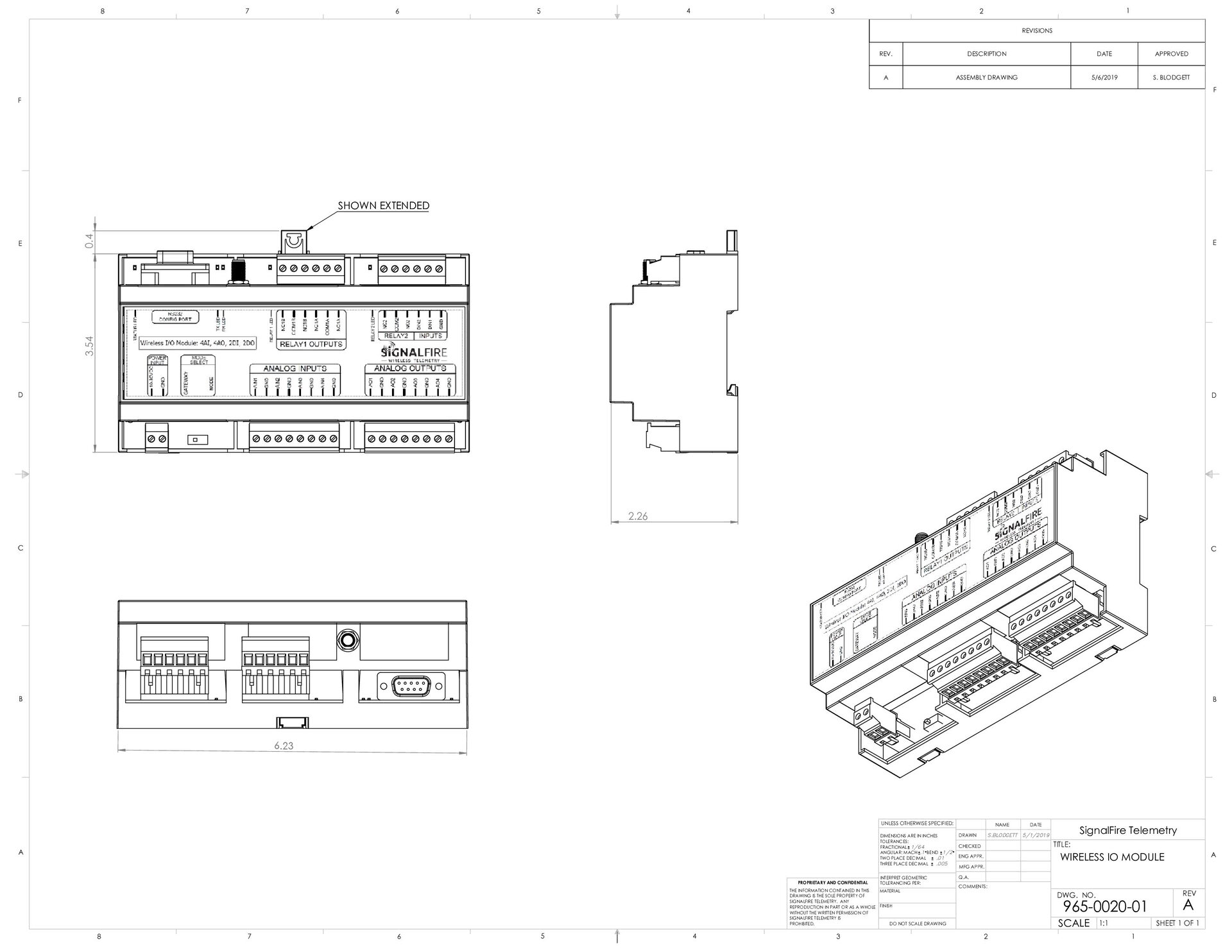 Wireless IO Module Dimensional Drawing