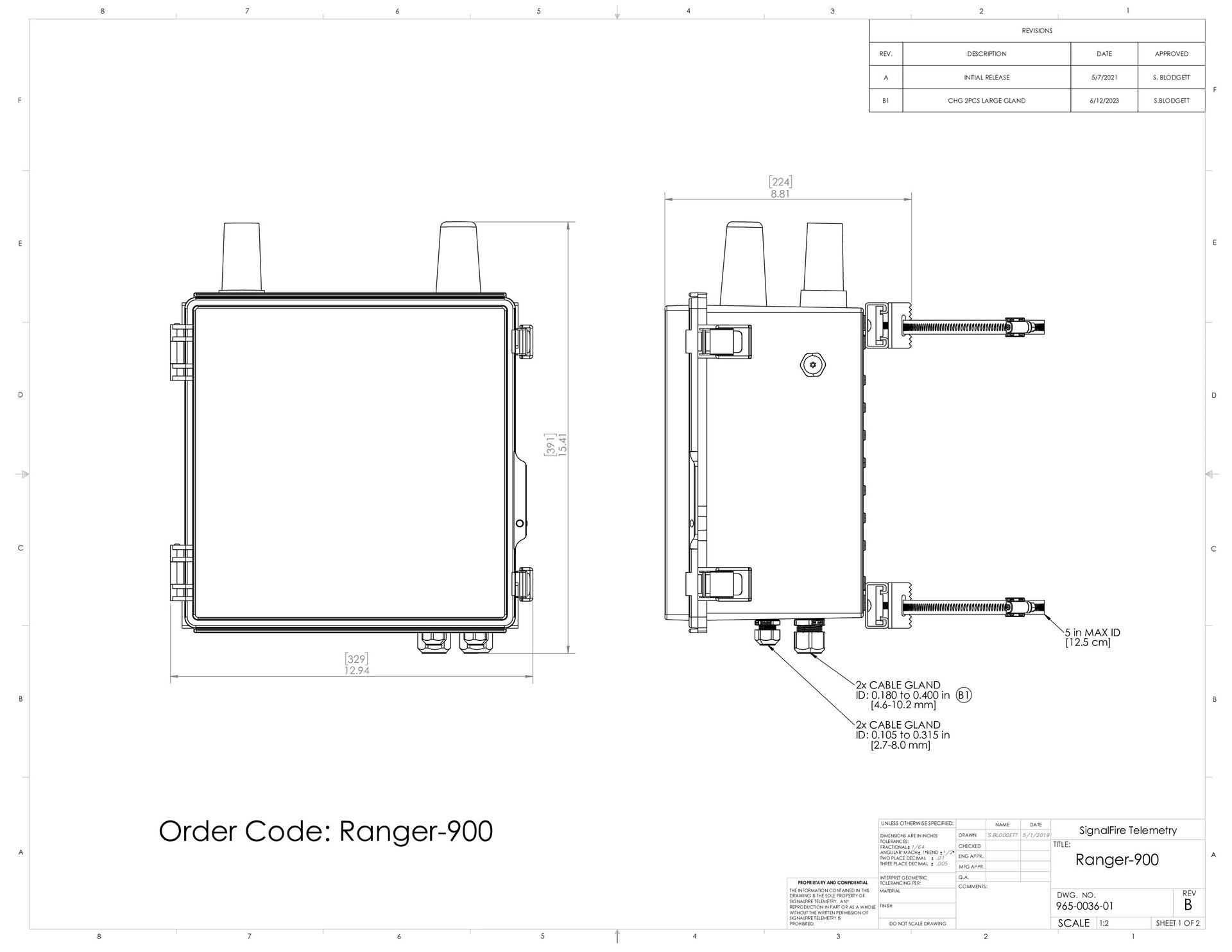RANGER900 Dimensional Drawing