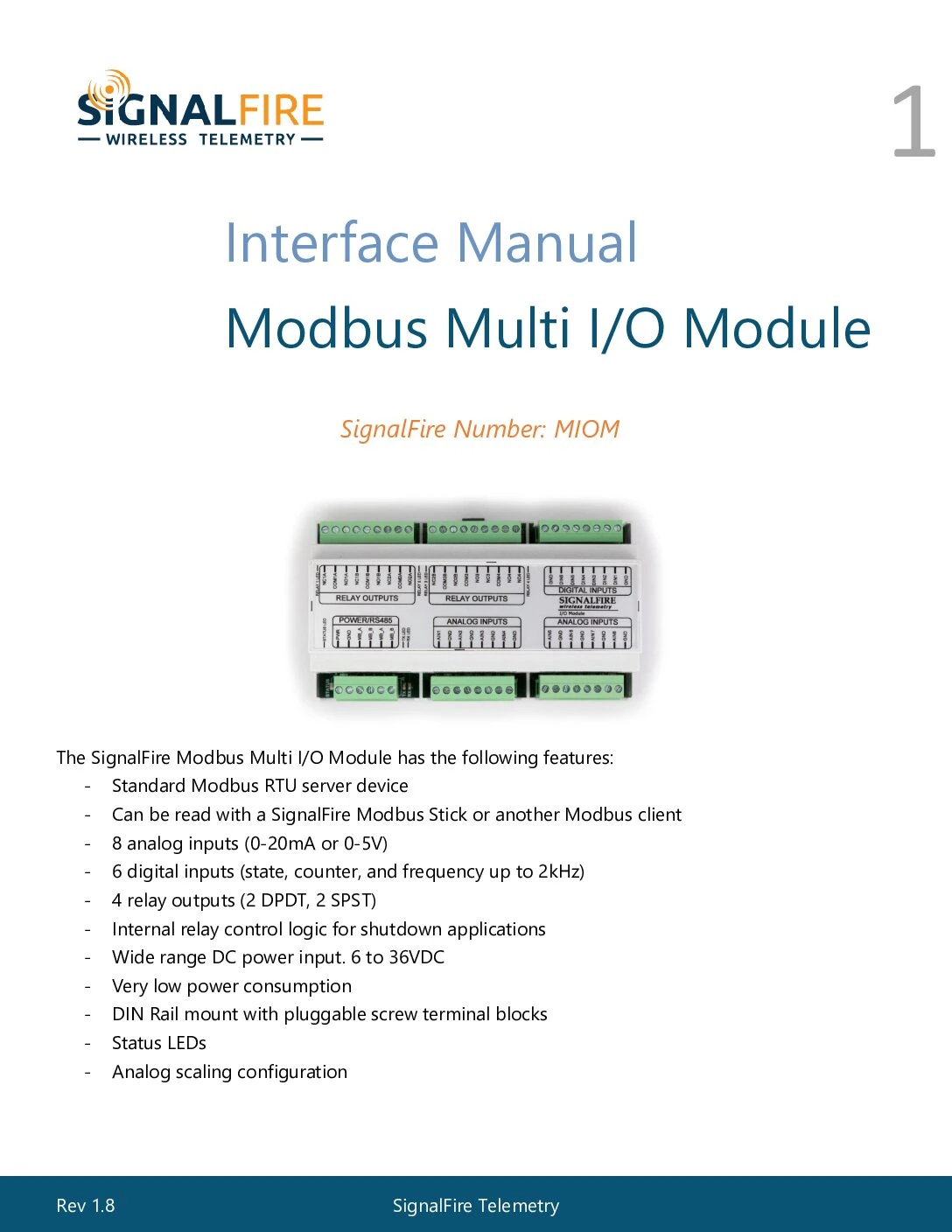 Multi I/O Modbus Module Manual “Modbus Firmware Mode”