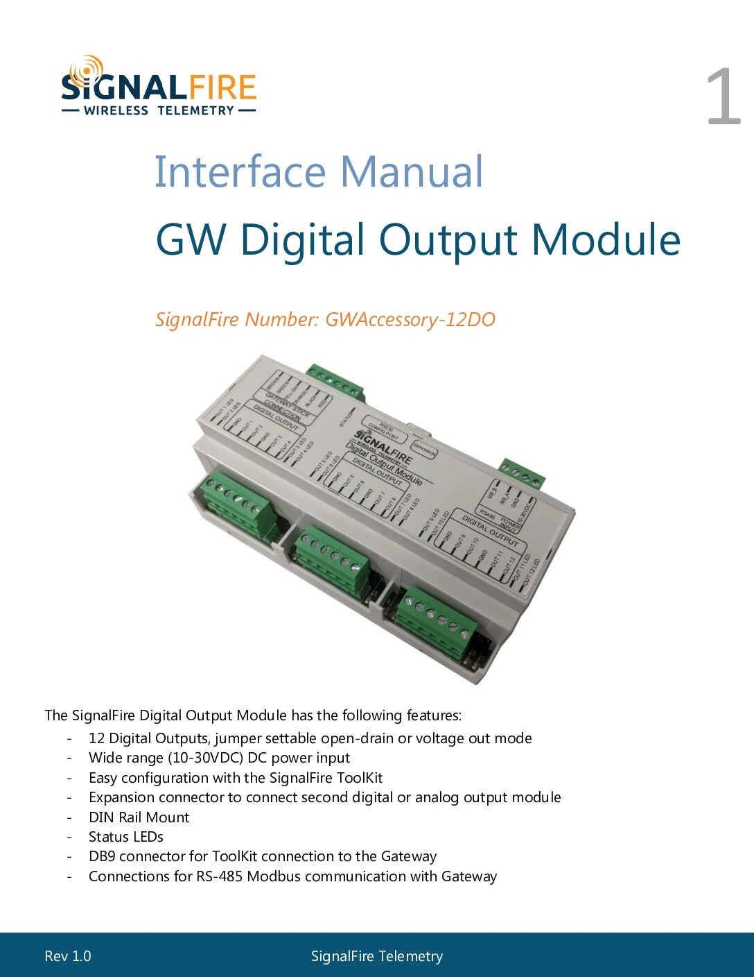 SignalFire Gateway Digital Output Module Manual