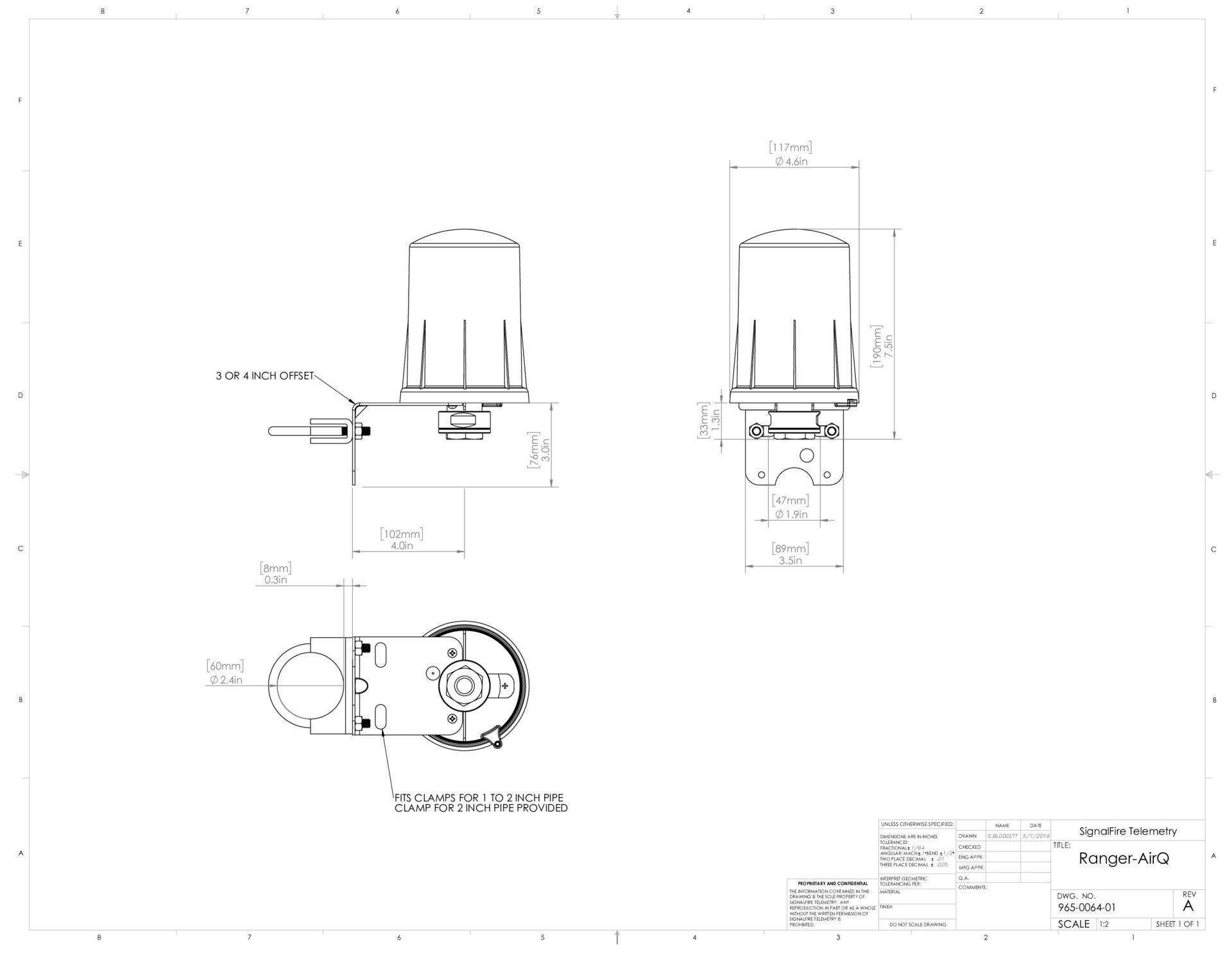 RANGER AirQ Dimensional Drawing